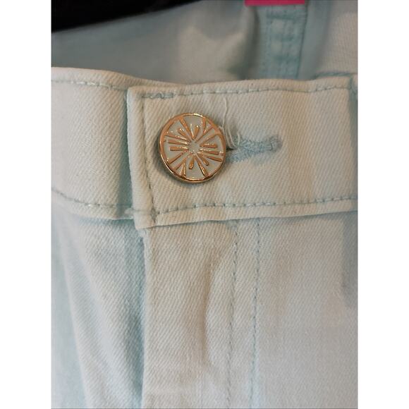 Lilly Pulitzer South Ocean High-Rise Skinny Jeans aqua blue sz 8 raw hem LOGO - Picture 4 of 12